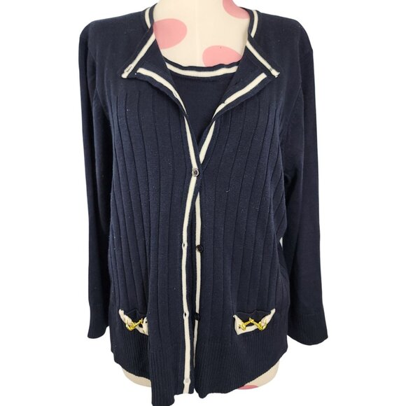 Women's Kim Rogers Signature Navy White Gold Medium Tank w/ Cardigan Sweater - Picture 1 of 6
